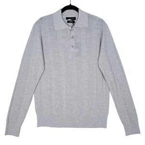 Maglificio Bartolini Men's Merino Wool Polo Sweater Grey Textured Knit Italy M